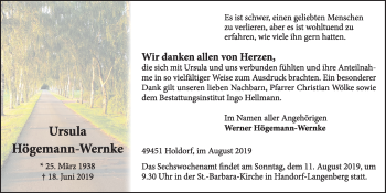 Anzeige von Ursula Högemann-Wernke von OM-Medien