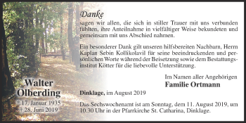 Anzeige von Walter Olberding von OM-Medien