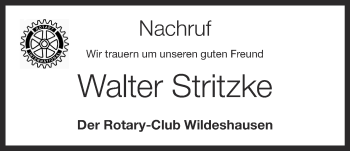 Anzeige von Walter Stritzke von OM-Medien