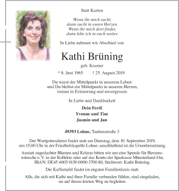 Anzeige von Kathi Brüning von OM-Medien