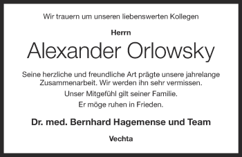Anzeige von Alexander Orlowsky von OM-Medien