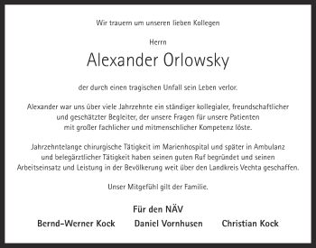 Anzeige von Alexander Orlowsky von OM-Medien