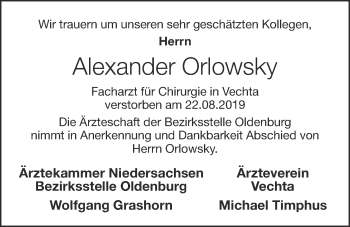 Anzeige von Alexander Orlowsky von OM-Medien