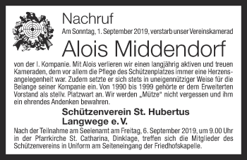 Anzeige von Alois Middendorf von OM-Medien