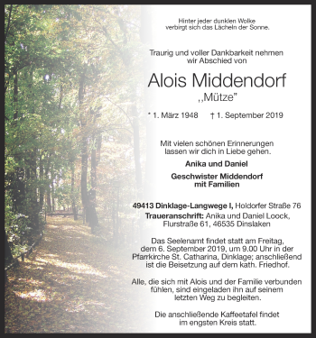 Anzeige von Alois Middendorf von OM-Medien