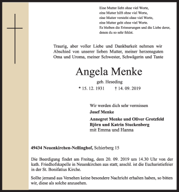 Anzeige von Angela Menke von OM-Medien
