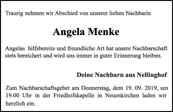 Anzeige von Angela Menke von OM-Medien