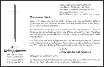 Anzeige von Anni Krümpelmann von OM-Medien