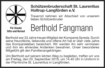 Anzeige von Berthold Fangmann von OM-Medien