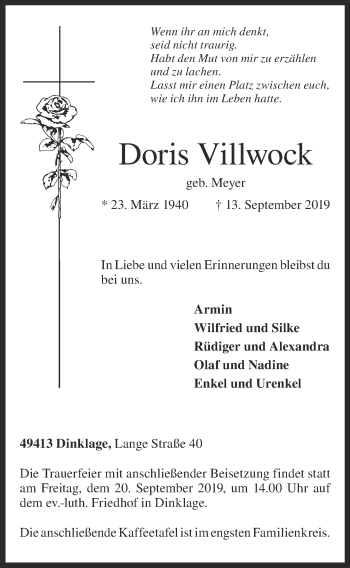 Anzeige von Doris Villwock von OM-Medien