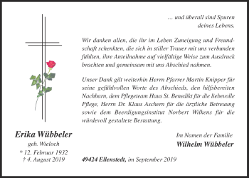 Anzeige von Erika Wübbeler von OM-Medien