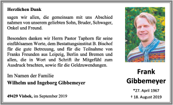 Anzeige von Frank Gibbemeyer von OM-Medien