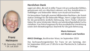 Anzeige von Franz Heimann von OM-Medien