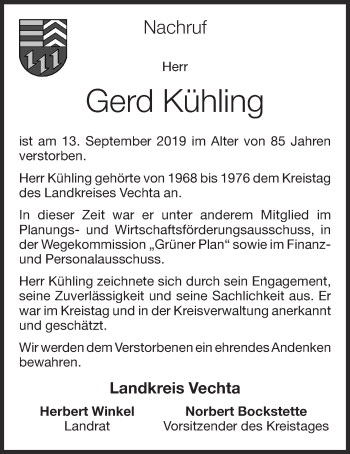 Anzeige von Gerd Kühling von OM-Medien