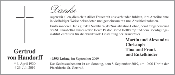 Anzeige von Gertrud von Handorff von OM-Medien