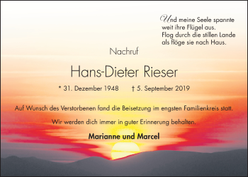 Anzeige von Hans-Dieter Rieser von OM-Medien