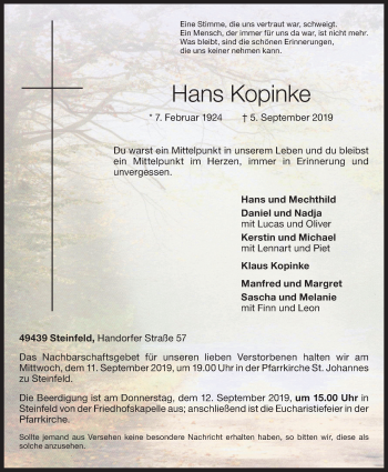 Anzeige von Hans Kopinke von OM-Medien