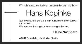 Anzeige von Hans Kopinke von OM-Medien