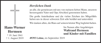 Anzeige von Hans-Werner Hermsen von OM-Medien