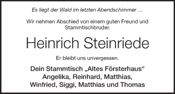 Anzeige von Heinrich Steinriede von OM-Medien