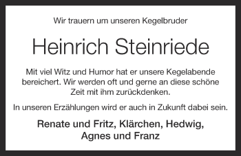 Anzeige von Heinrich Steinriede von OM-Medien