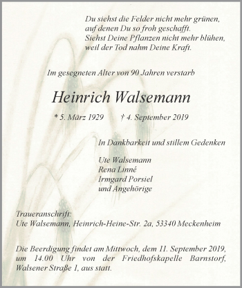 Anzeige von Heinrich Walsemann von OM-Medien
