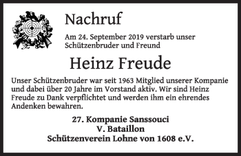 Anzeige von Heinz Freude von OM-Medien