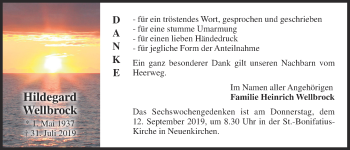 Anzeige von Hildegard Wellbrock von OM-Medien