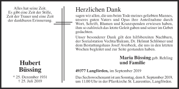 Anzeige von Hubert Büssing von OM-Medien