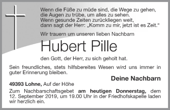 Anzeige von Hubert Pille von OM-Medien