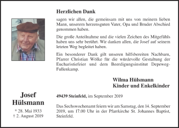Anzeige von Josef Hülsmann von OM-Medien