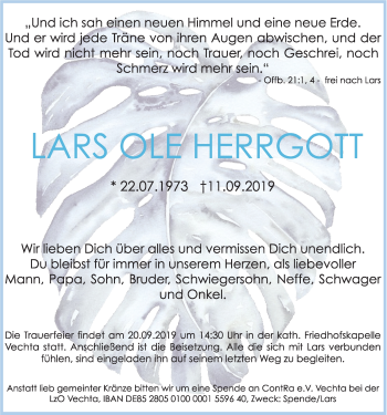 Anzeige von Lars Ole Herrgott von OM-Medien