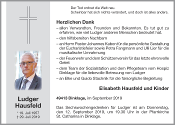 Anzeige von Ludger Hausfeld von OM-Medien