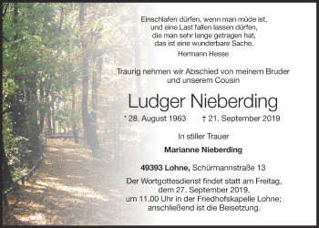 Anzeige von Ludger Nieberding von OM-Medien
