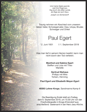 Anzeige von Paul Egert von OM-Medien