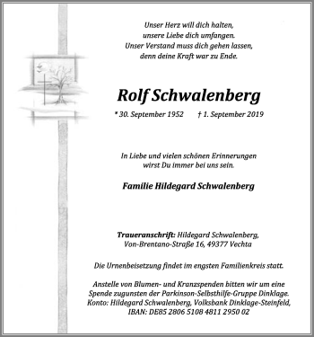 Anzeige von Rolf Schwalenberg von OM-Medien