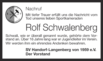 Anzeige von Rolf Schwalenberg von OM-Medien