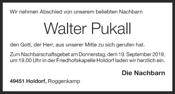Anzeige von Walter Pukall von OM-Medien