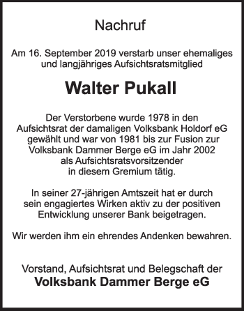 Anzeige von Walter Pukall von OM-Medien