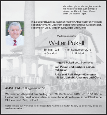 Anzeige von Walter Pukall von OM-Medien