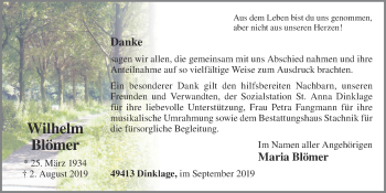 Anzeige von Wilhelm Blömer von OM-Medien