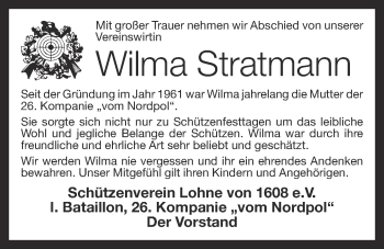 Anzeige von Wilma Stratmann von OM-Medien