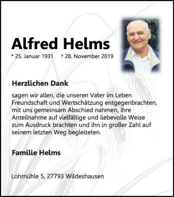 Anzeige von Alfred Helms von OM-Medien