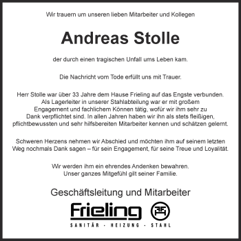 Anzeige von Andreas Stolle von OM-Medien