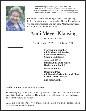 Anzeige von Anni Meyer-Klausing von OM-Medien