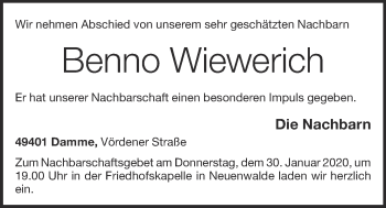 Anzeige von Benno Wiewerich von OM-Medien