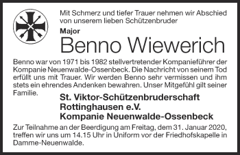 Anzeige von Benno Wiewerich von OM-Medien