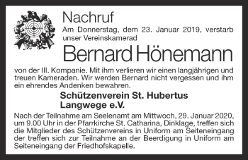 Anzeige von Bernard Hönemann von OM-Medien