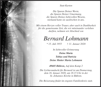 Anzeige von Bernard Lohmann von OM-Medien