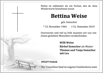 Anzeige von Bettina Weise von OM-Medien